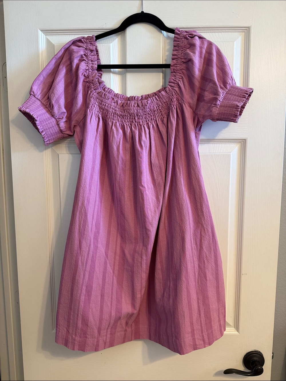 Free People Woman Lavender Pink Smocked Puff-Sleeve Dress